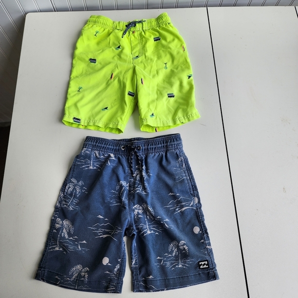 Lot Of 2 Boys Nordstrom Billabong Carter’s Blue Yellow Swim Trunks Shorts Sz 7 - Picture 1 of 9